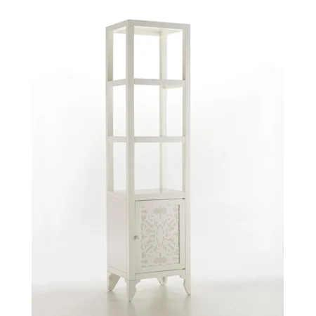 White Open Etagere with Modern Motif & Adjustable Shelving